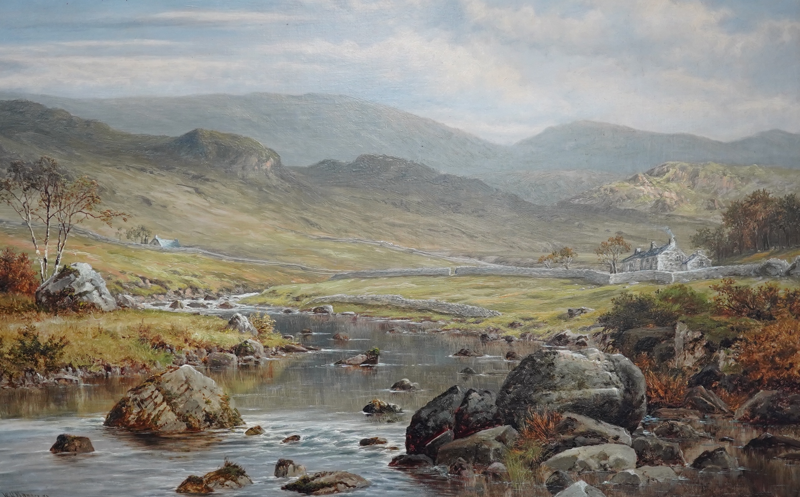 William Henry Mander (1850-1922), oil on canvas, 'In the Lledr Valley, Nr. Bettys-y-Coed, signed and dated '93, various labels and inscription verso, 44 x 70cm, ornately framed, 44 x 70cm. Condition - good